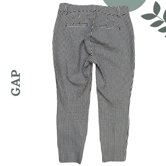 🛍️3/$40 GAP Navy Blue and White Checkered Pants Ankle Length Size 6 - Picture 3 of 6